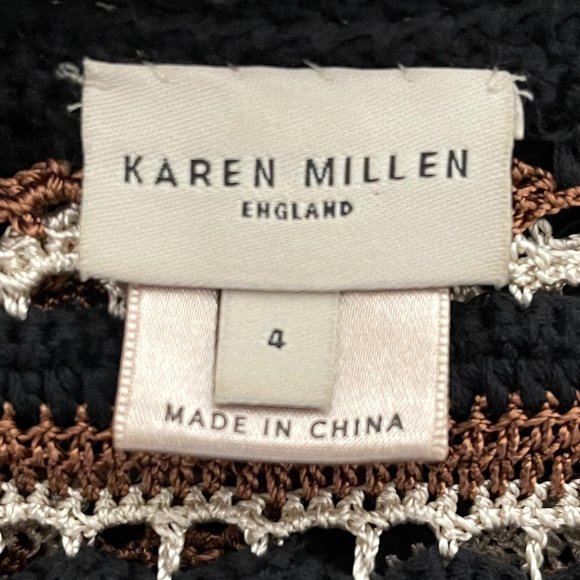 Karen Millen Size 4 Black and Beige Short Sleeve Crochet Dress - Picture 5 of 5